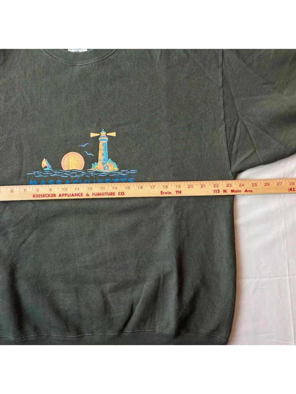 VTG 90s Lighthouse Embroidered Sweatshirt MA Souvenir Crewneck Nautical Tultex - Picture 4 of 5
